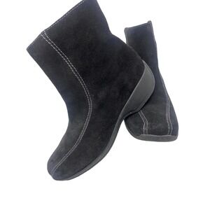 Clarks Women's Side Zip Ashlyn High Ankle Low Suede Leather Black Boots 8.5W
